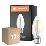 Flerpack 10x Ledvance Classic Performance LED Lampa B22d Kronljus Filament Klar 4W 470lm - 827 Extra Varm Vit | Ersättare 40W